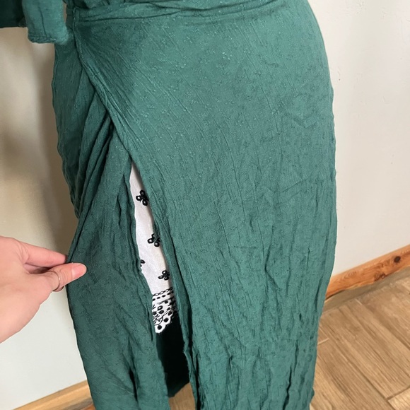 Billabong Deep Green Wrap Maxi Summer Dress Coastal Cowgirl Surfer Girl - Picture 5 of 10